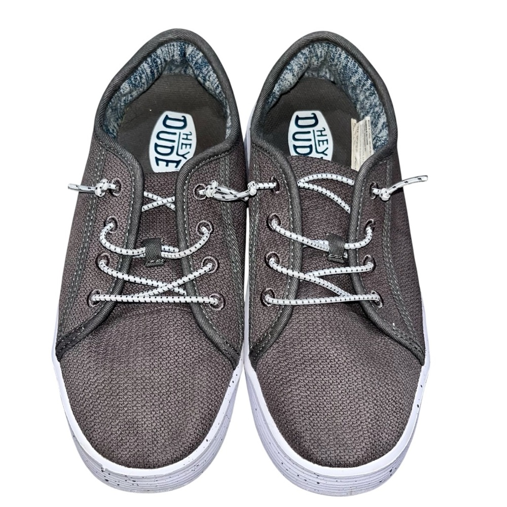 Hey Dude Boys Gray Linen Cody Sports Mesh Slip On Sneakers Shoes size 3